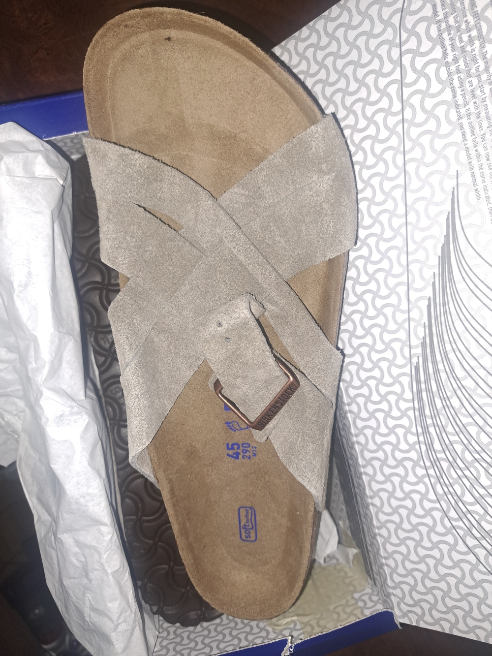 Birkenstock Men’s Suede Cross-Strap Slide Sandal in Taupe
